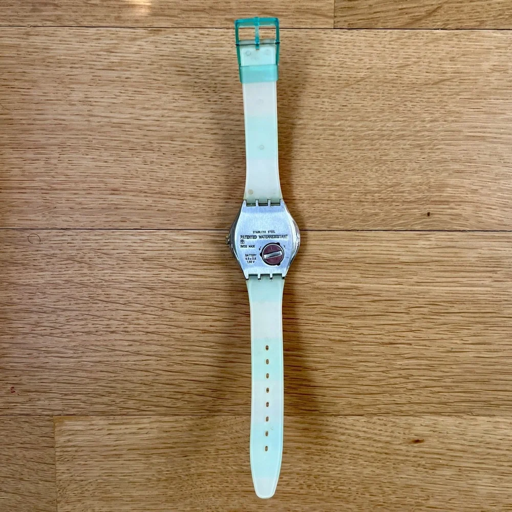 Swatch Irony Big Red Jack YGS100 1994 Vintage Watch With Stripe Band NOT WORKING